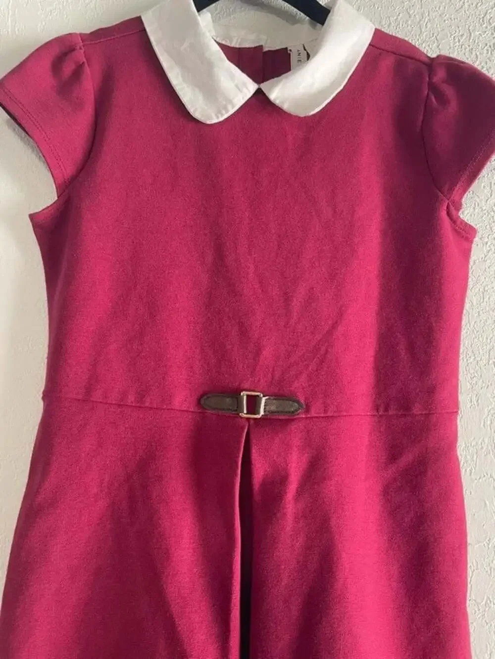 Janie and Jack Size 10 Dainty Berry Collared Ponte Dress with Buckle Detail